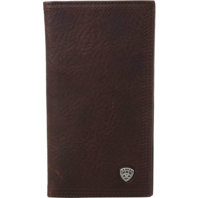 Ariat Men's Rodeo Wallet in Dark Copper Oil Tan Leather with Brand Concho  ID and Card Slots