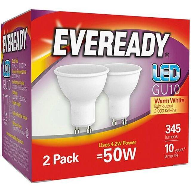Eveready LED GU10 3000k Warm White Pack of 2 4.7w