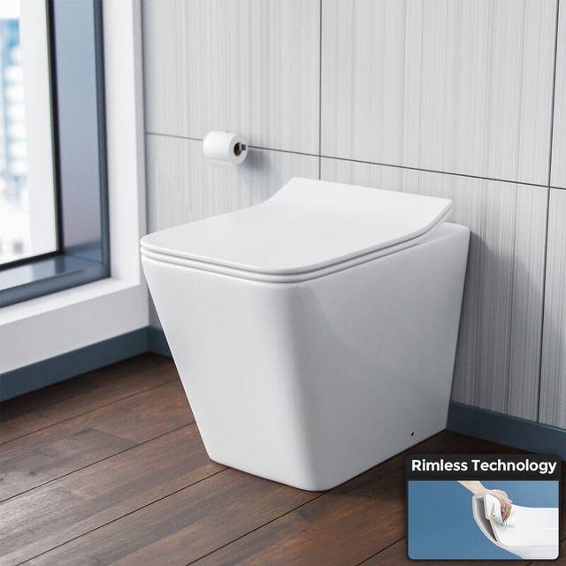 Elora Back To Wall Rimless WC Toilet Pan & Soft Close Seat + Cistern
