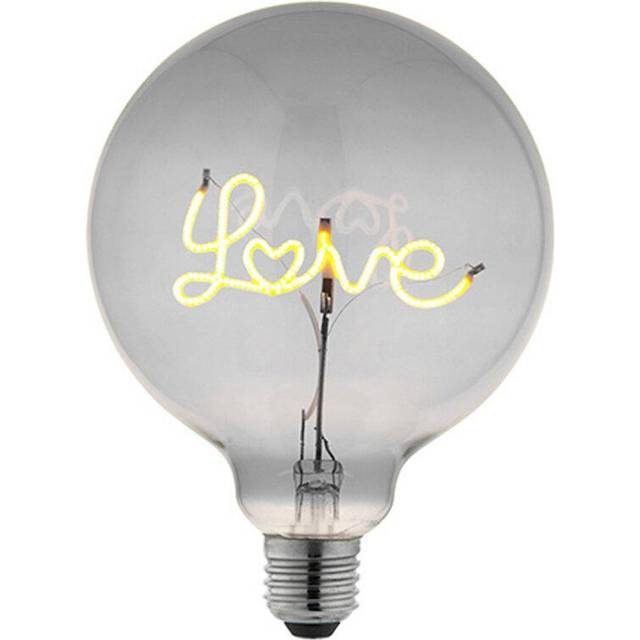 Decorative E27 LED Filament Bulb - LOVE Upwards Facing Lamp - Smoke Tinted Glass