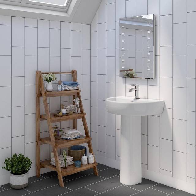 Bathroom Cloakroom Full Pedestal 550mm Basin Compact Single Tap Hole Sink