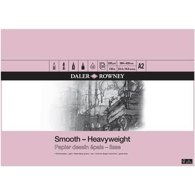 Daler Rowney : Smooth : Heavyweight Cartridge Pad : 220gsm : 25 Sheets : A2