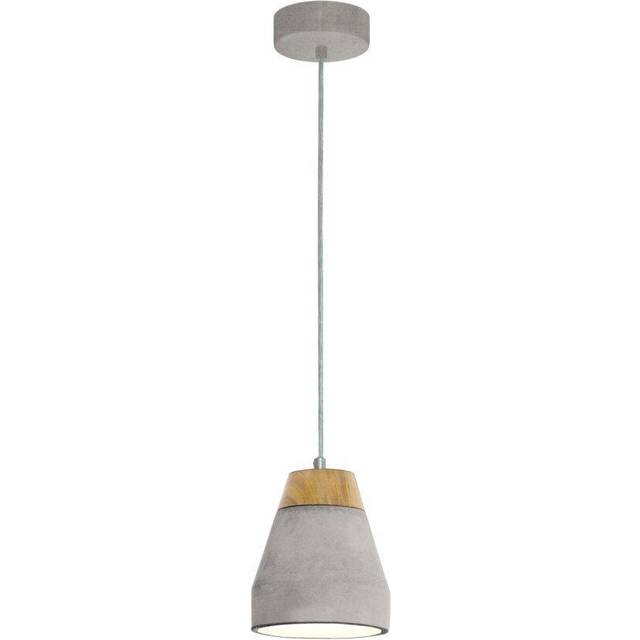 Pendant Ceiling Light Long Flex Shade Brown Wood Grey Concrete Bulb E27 1x60W