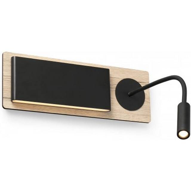 Faro Mood - Wood Wall Lamp Black With Reader 2x 3W