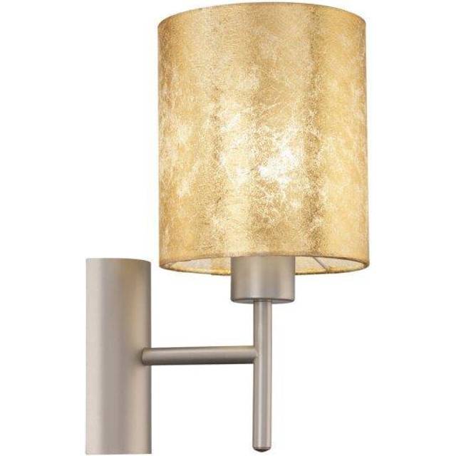 Wall Light Colour Champagne Steel Circular Shade Gold Fabric Bulb E27 1x60W