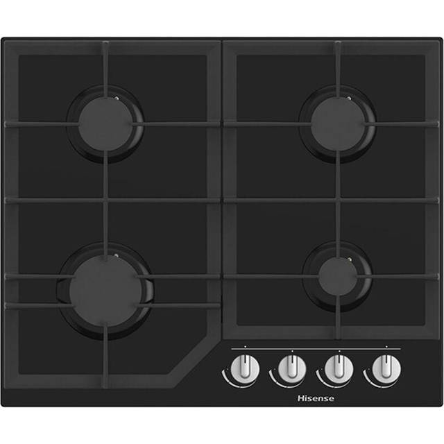 4 Burner Gas Hob In Black, Glass Top - Hisense GG643B