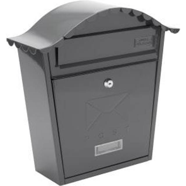 Burg-Wachter Anthracite Classic Wall Mounted Galvanised Steel Lockable Weatherproof Post Box - 36x37x13cm - Grey - 13 x 36 x 37cm