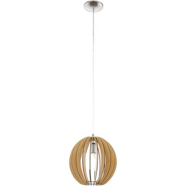 Pendant Ceiling Light Colour Satin Nickel Shade Maple Wood Small Bulb E27 1x60W
