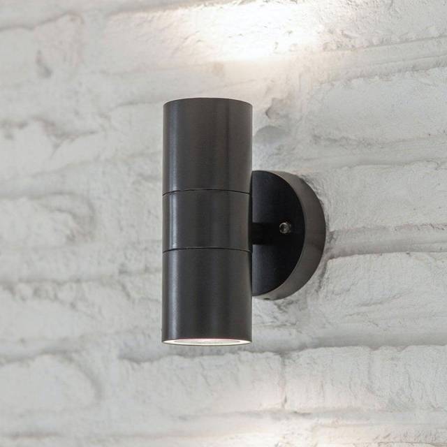 Regent Up Down Spot Mains Garden Wall Porch Light Carbon Grey - Garden Trading