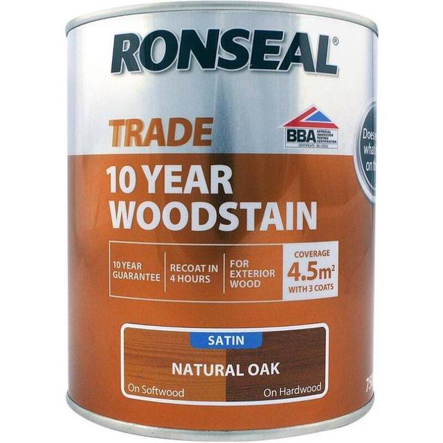 Ronseal 10 Year Exterior Satin Woodstain 750ml Natural Oak