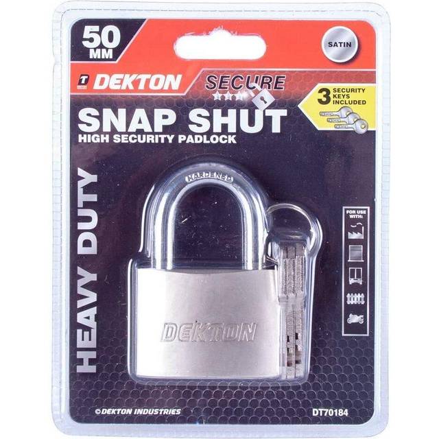 Satin Nickel Security Padlock Steel Shackle 3 Keys 50mm Lock - Dekton