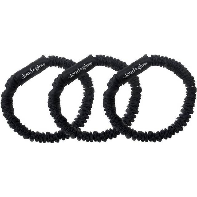 Cloud & Glow Silk Scrunchie 1 cm Black 3 st