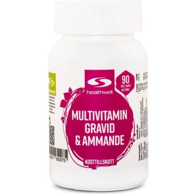Healthwell Multivitamin Gravid & Ammande, 90 kaps