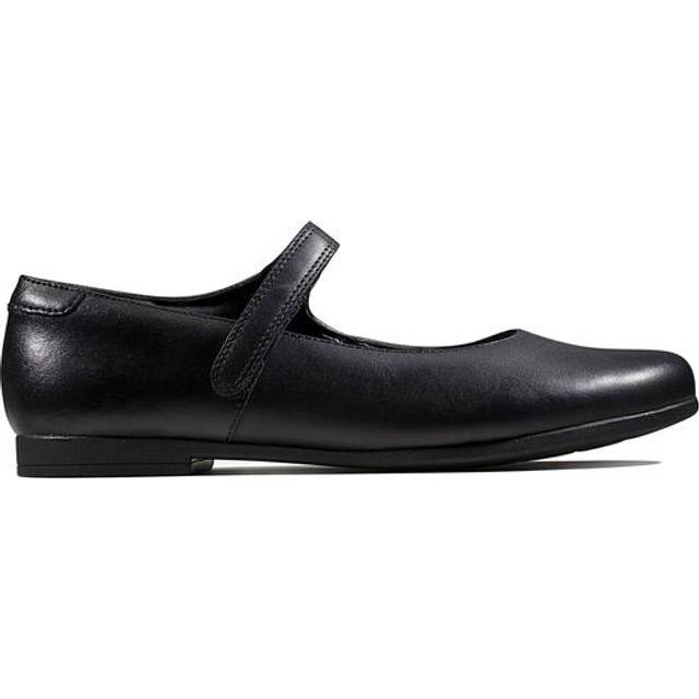 Girls clarks 'scala pure' black patent or leather hook & loop strap school shoes