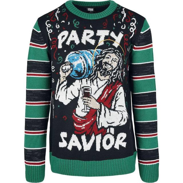 Urban Classics Savior Christmas Sweater - Black/X-Mas Green