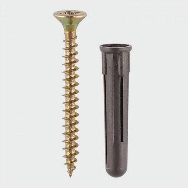 35mm plugs, 5x50 Screws Screws & Brown Plastic Plugs (15/TIMpac)