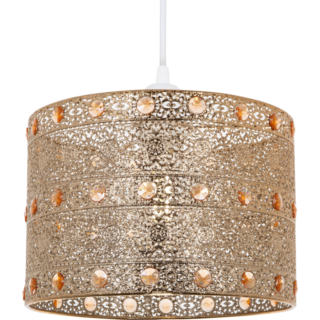 Antique Acrylic Gem Moroccan Style Chandelier Pendant Light Shade Fitting - Gold - One Size