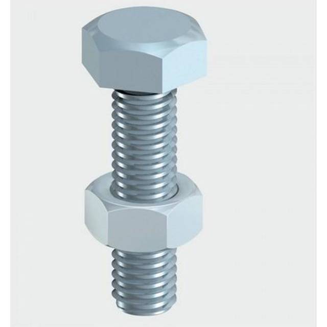 Hexagon Set Screws and Nuts Zinc Plated M10 100mm Pack of 2