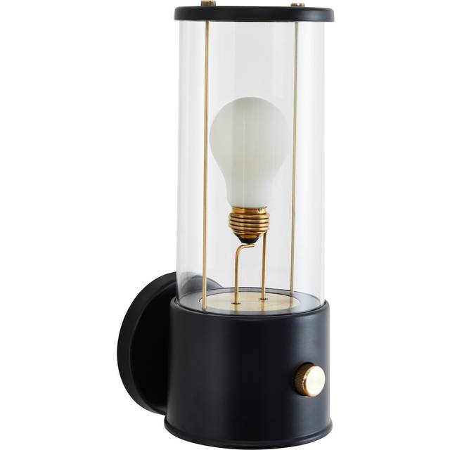 Tala - The Muse Wall Lamp - Hackles schwarz/Messing/Schirm Borosilikatglas Ø12,5cm/Messing Details/TxH 15x32cm/mit Dimmer/LED E27 6W 230V 500lm... - brass (32.0 x 15.0 x 12.5 x &#8960;12.5cm)