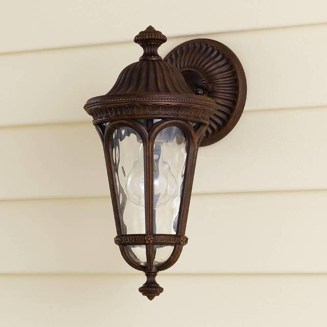 Regent Court - 1 Light Outdoor Small Wall Lantern Light Walnut IP44, E27 - Elstead