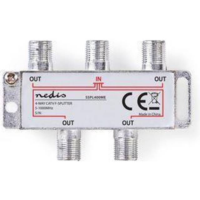 4 Way CATV Satellite Aerial Antenna Splitter 8dB 1 In 4 Out F Type Connector 5-1000MHz for TV Virgin Media Sky Box