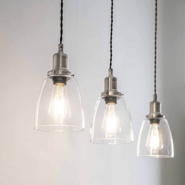 Garden Trading Trio Of Hoxton Domed Pendant Light - Satin Nickel