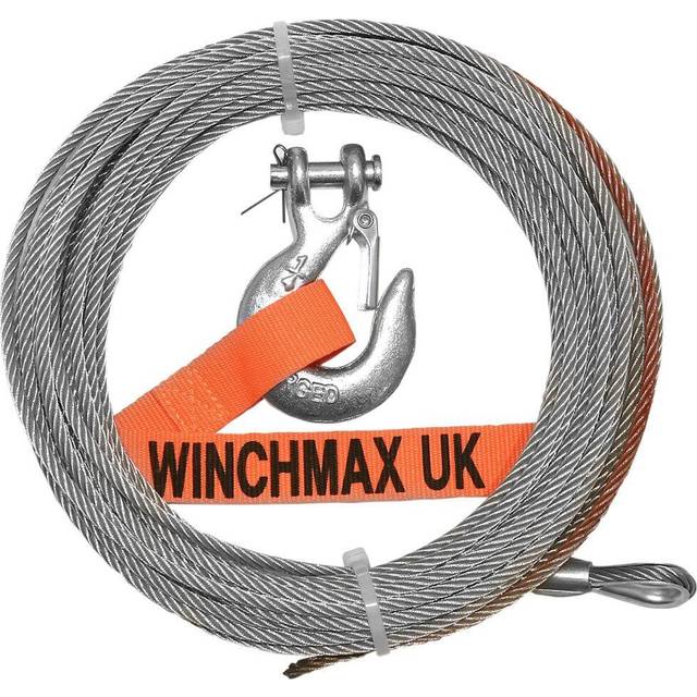 WINCHMAX Winch Cable/Wire Rope 15m x 5mm with 1/4 inch Clevis Hook, suitable for winches up to 4,000lb