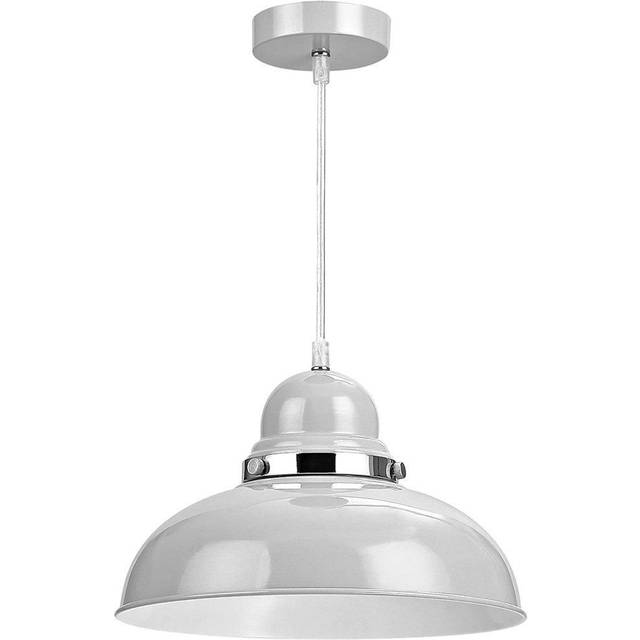 Premier Housewares Blue Bowl Shaped Pendant Light - Grey - 30 x 30 x 115cm