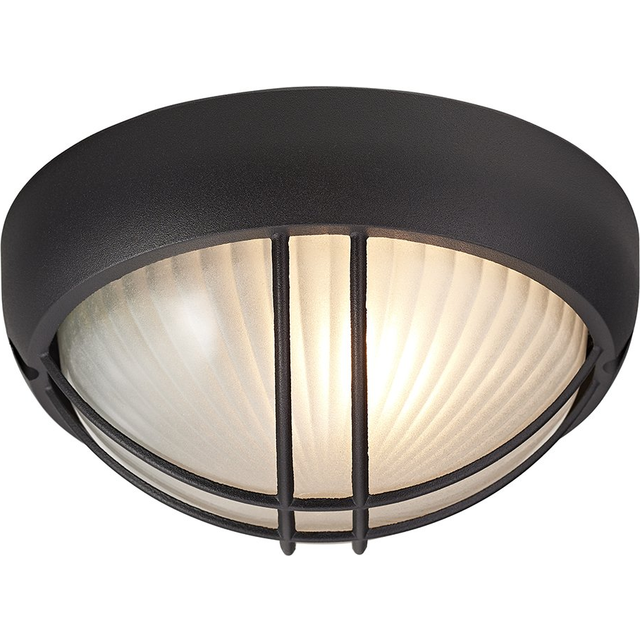 Die Cast Aluminium Outdoor Circular Bulkhead Porch or Wall Light - Black - One Size