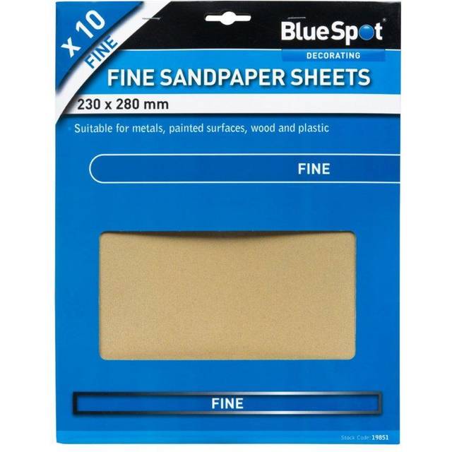 BlueSpot 10 Pack of Fine Sanding Sheet Sandpaper 240 Grit 230 x 380mm