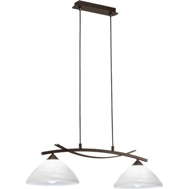 Pendant Light Colour Dark Brown Shade White Glass Alabaster Bulb E27 2x60W