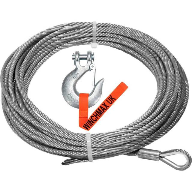 WINCHMAX Winch Cable Wire Rope 26m x 9.5mm with 3/8 inch Clevis Hook. Suitable for winches up to 13,500lb (Hole In The Drum Fitting)