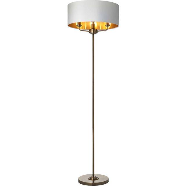 Endon 98935 Highclere 3 Light Floor Lamp Antique Brass Plate &amp; Vin
