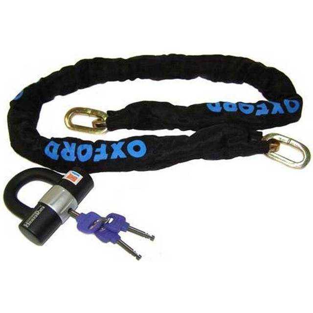 Oxford 10 Square Link Chain with Double Locking Padlock - Black, 1.4 x 10 mm