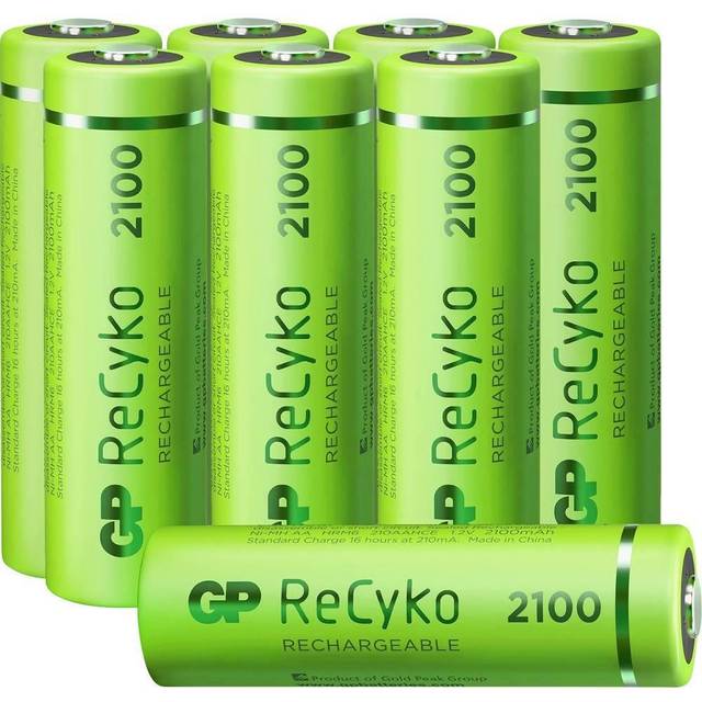 GP AA NiMH 2100mAh ReCyko 1.2V Rechargeable AA Batteries (Pack of 8)