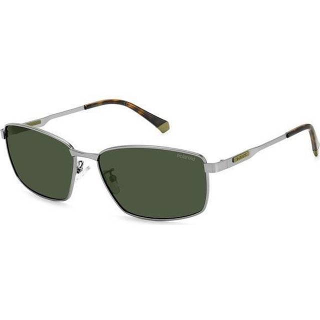 Polaroid Man PLD 2137/G/S/X R81/UC Sunglasses Steel Silver Opaque Green Squared Polarized
