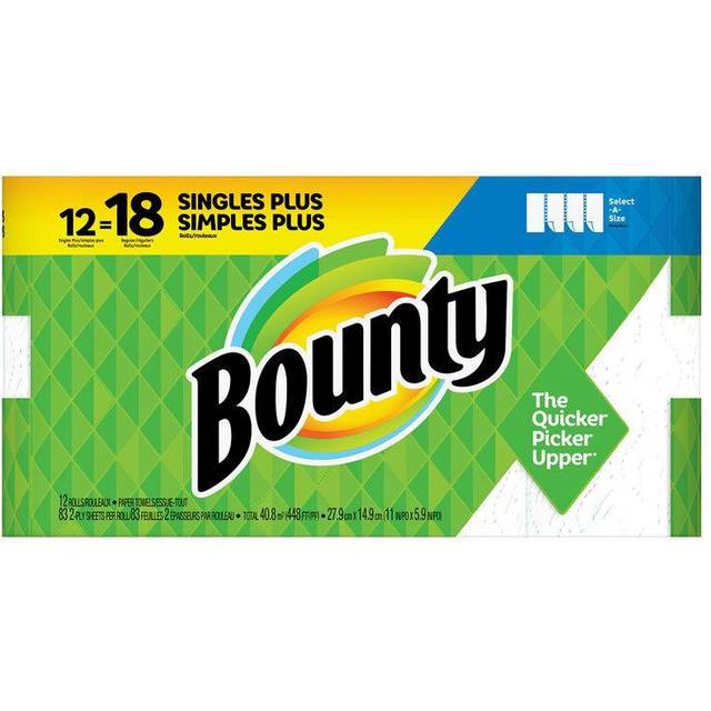 Bounty Select-A-Size 2-Ply Paper Towels  11 x 5-1516  White  Pack of 12 giant Rolls