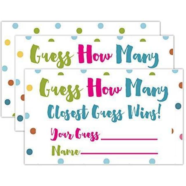 Candy Guessing Game Cards 50-Pack Games Activities and Decorations.