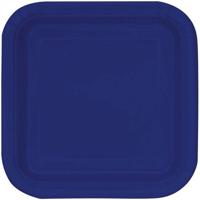 18cm Square Navy Blue Party Plates, Pack of 16