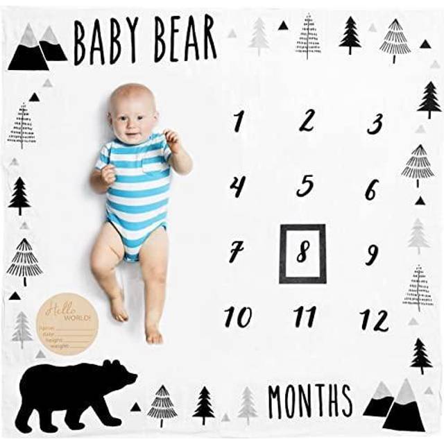 Pondering Pine Organic Baby Monthly Milestone Blanket Boy - Baby Bear