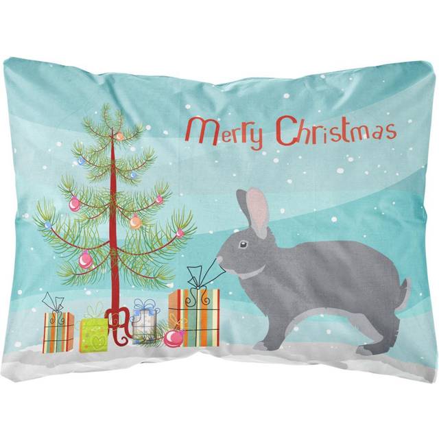 Caroline's Treasures BB9333PW1216 Giant Chinchilla Rabbit Christmas Outdoor Canvas Pillow  Multicolor