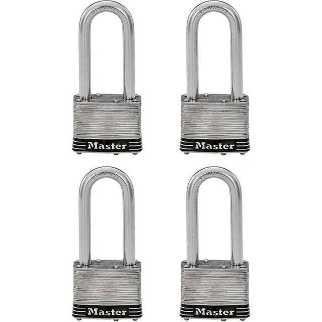 Master Lock 5SSQLJ Stainless Steel Outdoor Padlock with Key  4 Pack Keyed-Alike  Silver