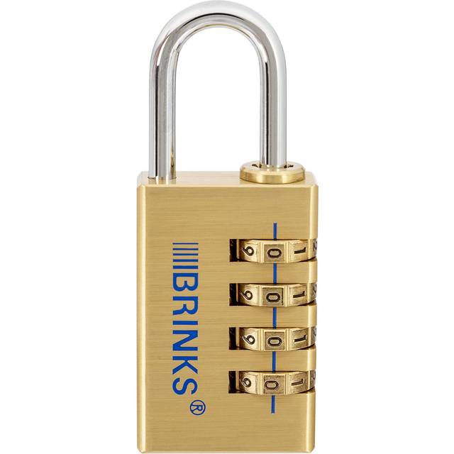 BRINKS - 30mm Solid Brass 4-Dial Resettable Padlock - Chrome Plated With Hardened Steel Shackle