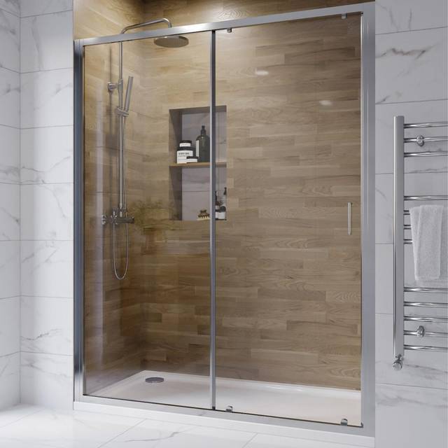 1700mm Chrome Sliding Shower Door 6mm Glass - Carina