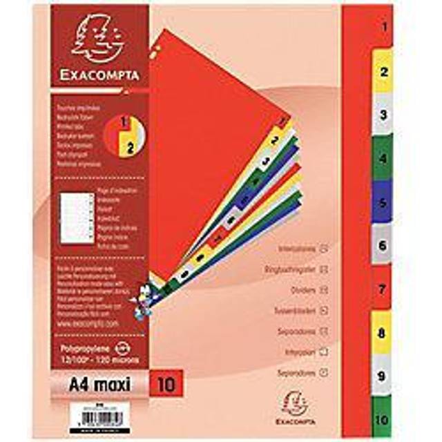 Exacompta Indices 84E A4+ Assorted 10 Part Polypropylene 1 to 10