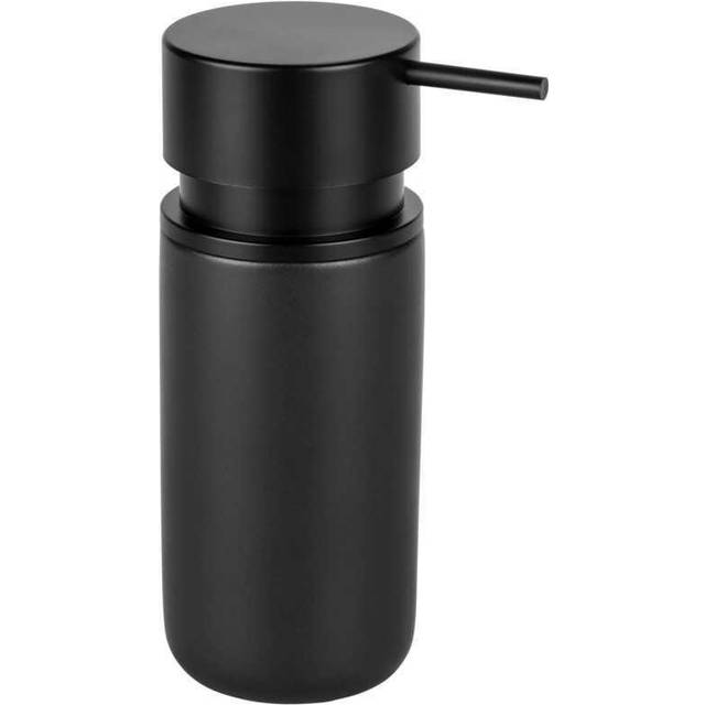 Silo black soap dispenser, refillable ceramic soap dispenser for up to 250 ml of liquid soap, washing-up liquid or disinfectant with extra-large pump