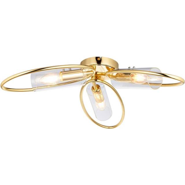 Ensora Lighting Evan 3 Light Semi Flush Light Fitting Gold, Gold