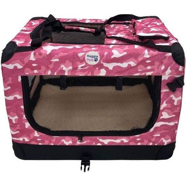 HugglePets Lätt hundburar i tyg, med matta och godismatväska (medium, rosa kamo)