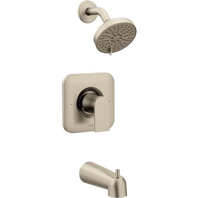 Moen Genta LX Brushed Nickel Pressure Balancing Eco-Performance Modern Shower Trim Including Showerhead  Shower Handle  and Tub Spout (Posi-Temp Valve