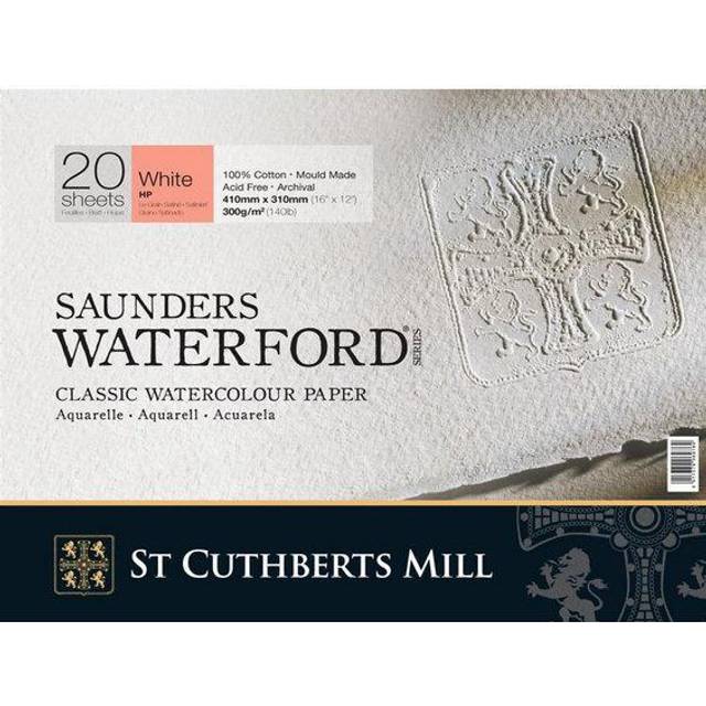 Saunders Waterford Watercolour Block 300gsm Hot Pressed 16 x 12in 20 Sheets White